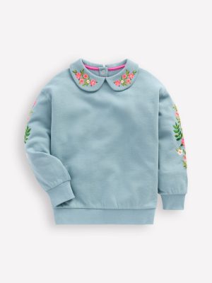 Embroidered Sweatshirt-Glacier Blue Embroidery