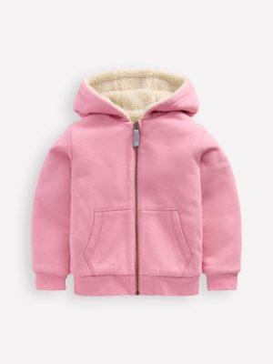 Reversible Borg Hoodie-Vintage Mauve/Kingfisher Blue