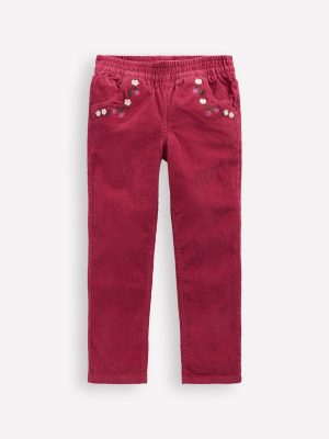 Cord Pull-On Trousers-Red Bud