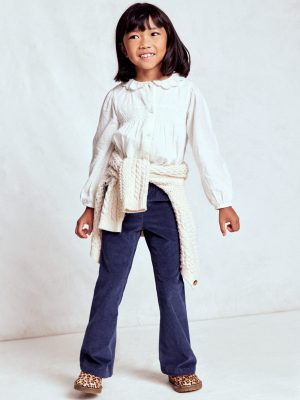 Flared Cord Legging-College Navy