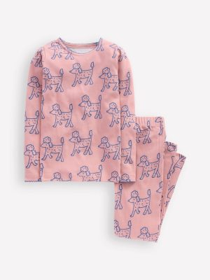 Snug Long John Pyjamas-Pink Poodles