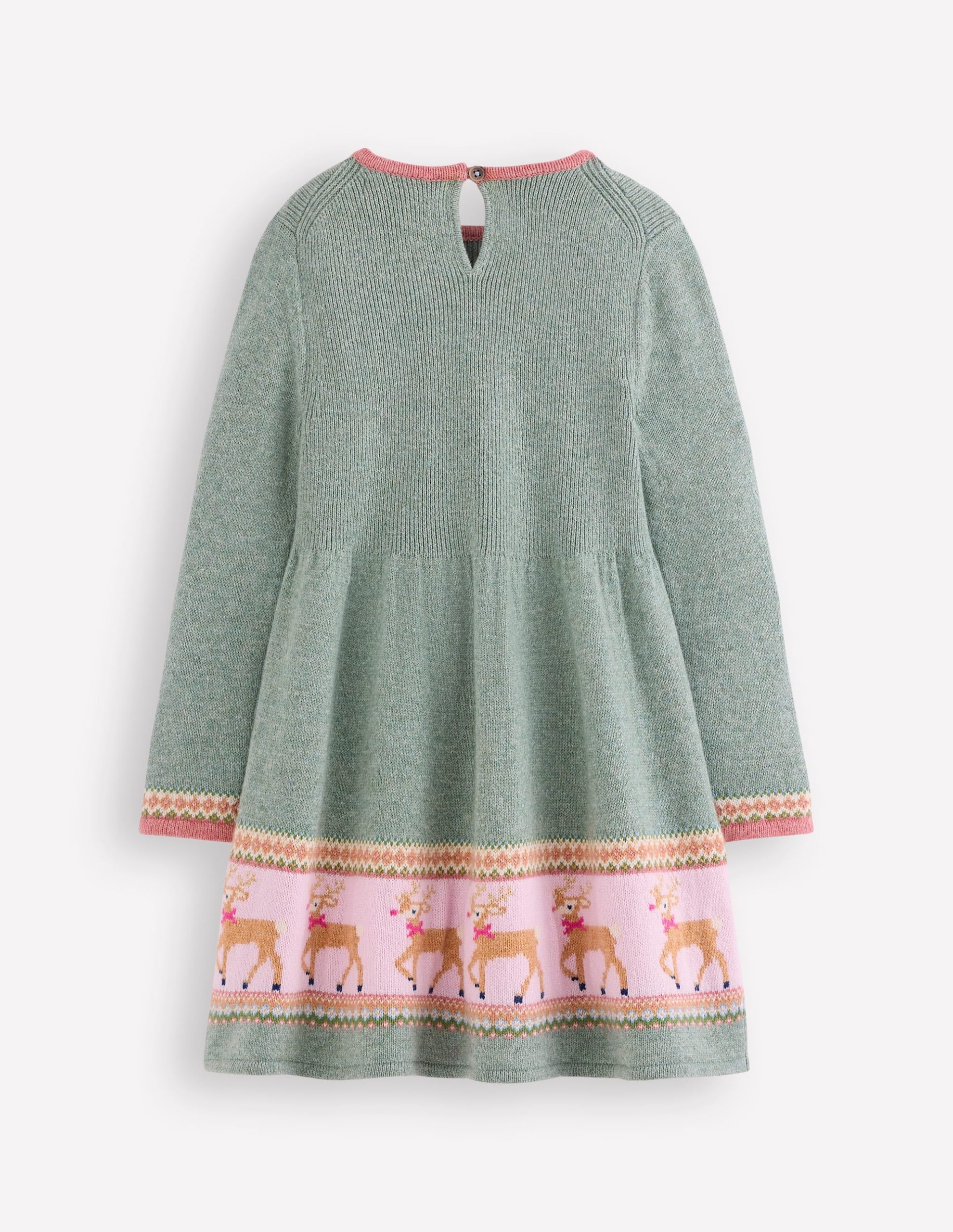 Fair Isle Knitted Dress-Eucalyptus Reindeer Fair Isle - Image 2