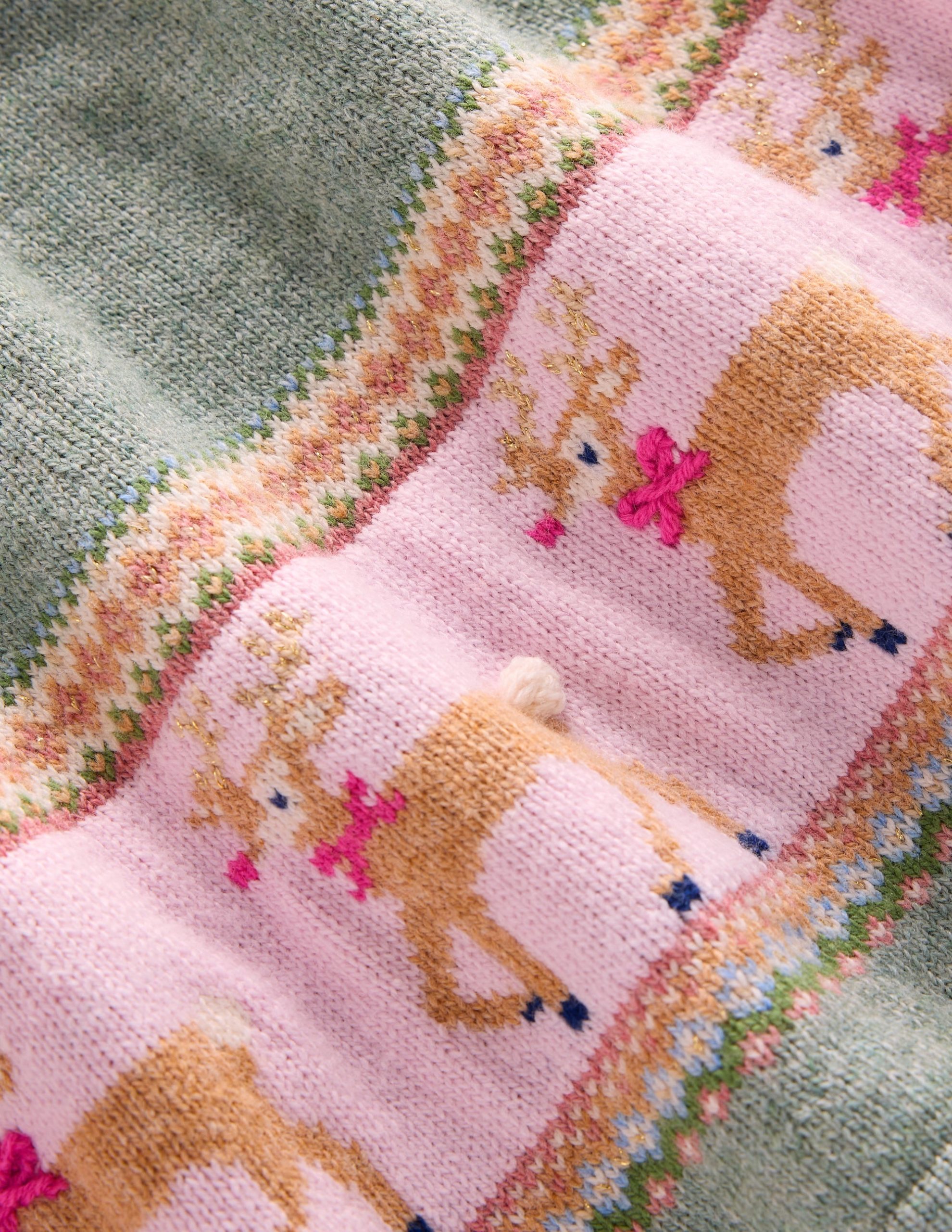 Fair Isle Knitted Dress-Eucalyptus Reindeer Fair Isle - Image 3