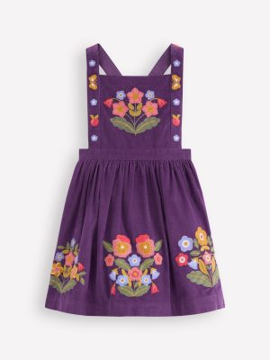 Embroidered Pinafore Dress-Mystic Purple Embroidery