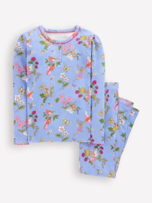 Snug Henley Pyjamas-Glacier Blue Fairy Print