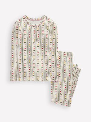 Snug Henley Pyjamas-Soft Ivory Nutcracker Stripe