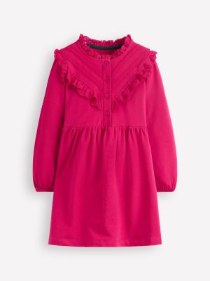 Lace Trim Sweatshirt Dress-Cherry Jam