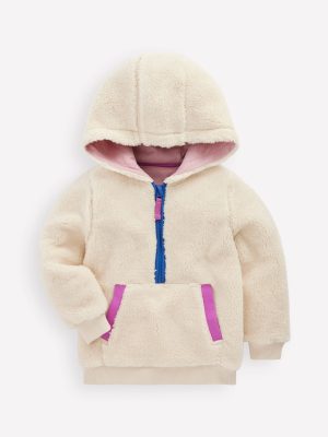 Cosy Fleece Half-Zip Hoodie-Oatmeal