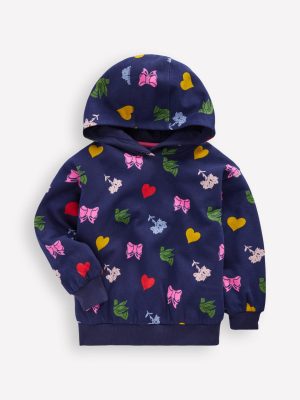 Printed Hoody-College Navy Festive Fun