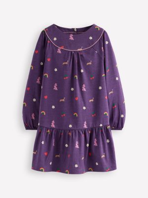 Curved Yoke Jersey Dress-Mystic Purple Parisian