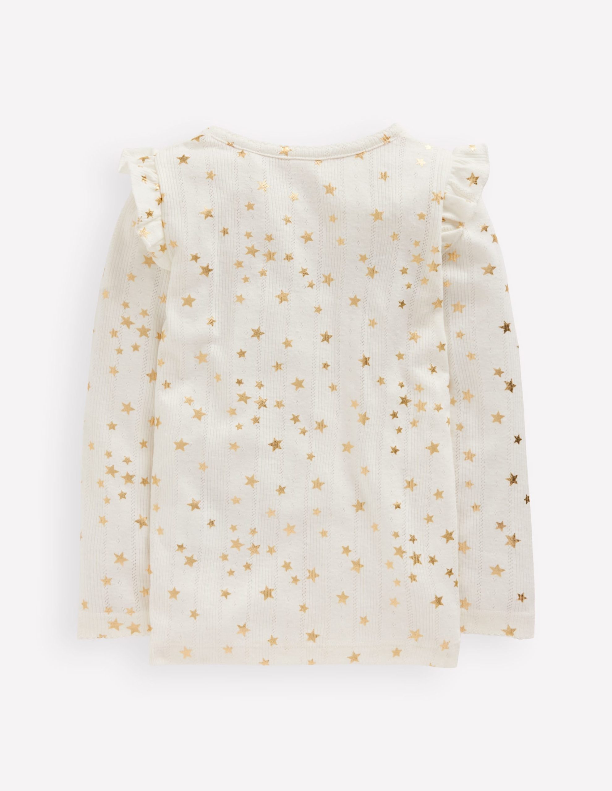 Frill Sleeve Pointelle Top-Soft Ivory - Image 2