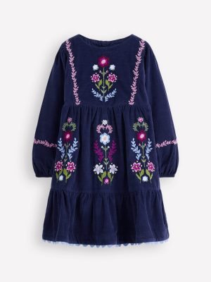 Clover Blouson Cord Dress-College Navy