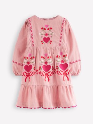 Clover Blouson Cord Dress-Vintage Pink
