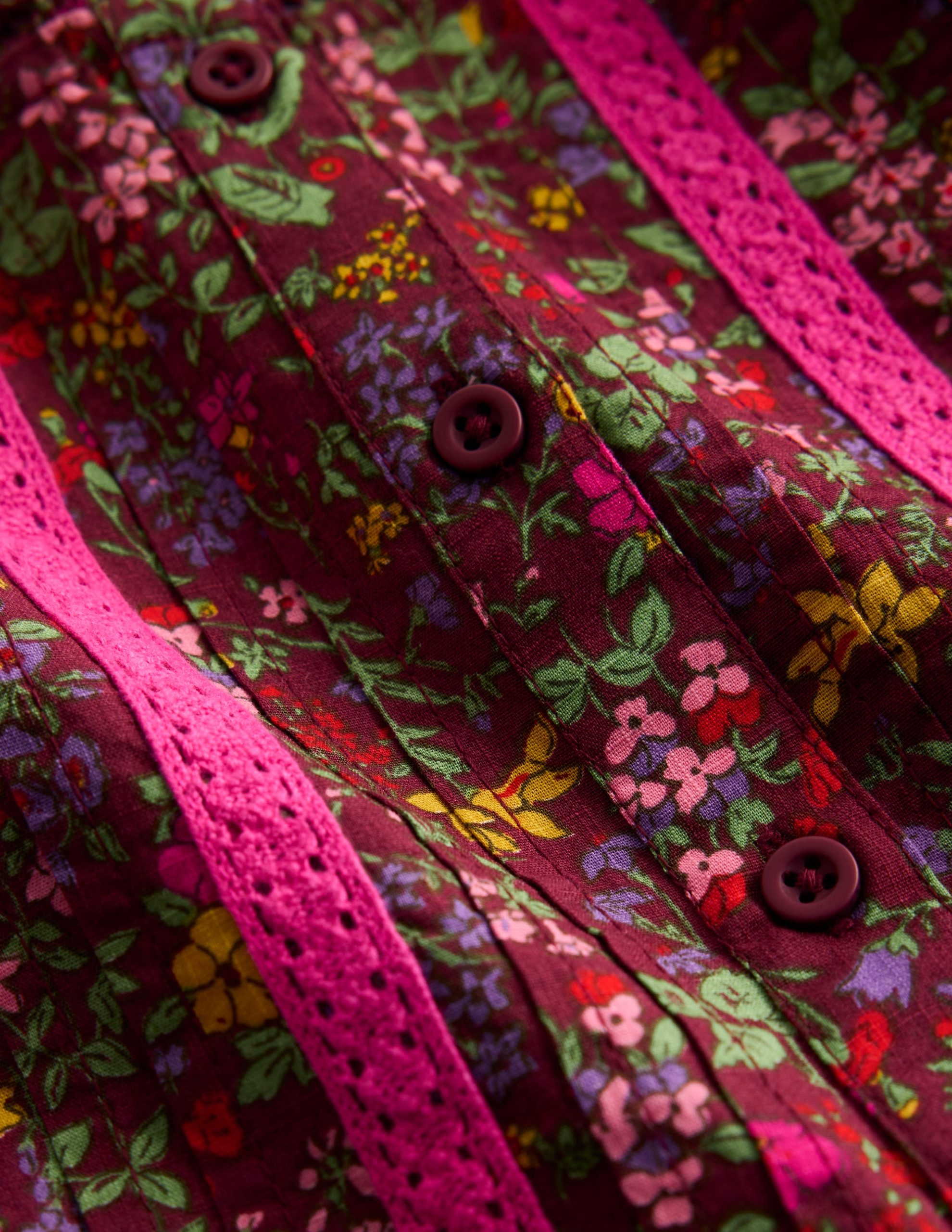 Lace Detail Woven Dress-Chestnut Flower Meadow - Image 3