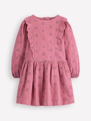 Cord Broderie Dress-Pink Haze
