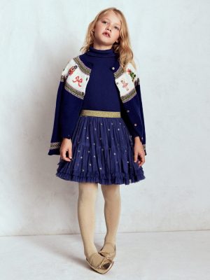 Interest Tulle Skirt-Navy Stars