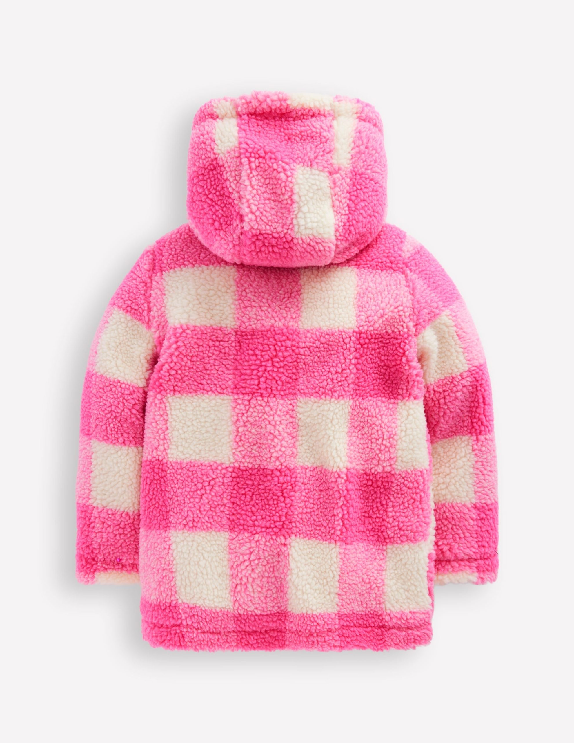 Borg Duffle Coat-Azalea Pink Gingham - Image 2