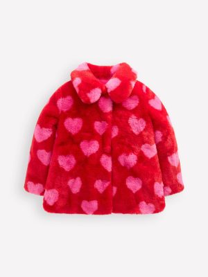 Faux Fur Collared Coat-Hearts