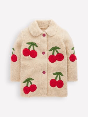 Borg Interest Jacket-Cherry Applique
