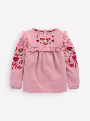 Pretty Embroidered Top-Vintage Pink Embroidery