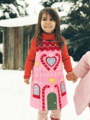 Logo Pinafore Dress-Formica Pink Gingerbread House