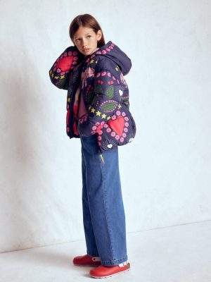 Fun Padded Coat-College Navy Tiger Stripe