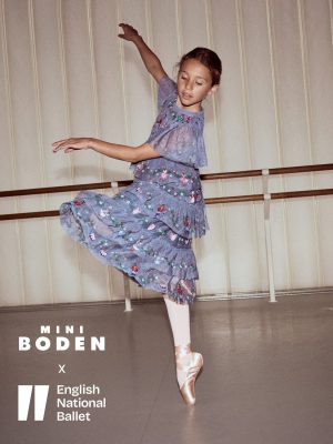 Embroidered Tulle Ruffle Dress-Stormbolt Blue Embroidery