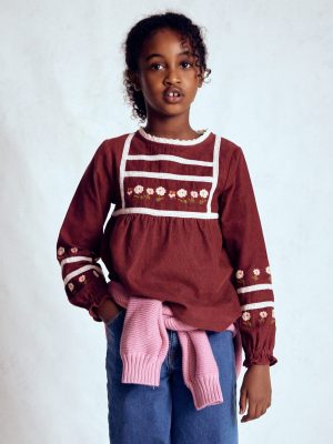 Embroidered Lace Top-Chestnut Embroidery