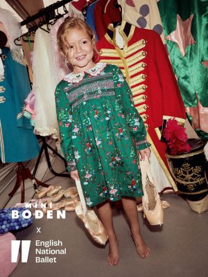 Cosy Collar Detail Smock Dress-Alpine Green Nutcracker