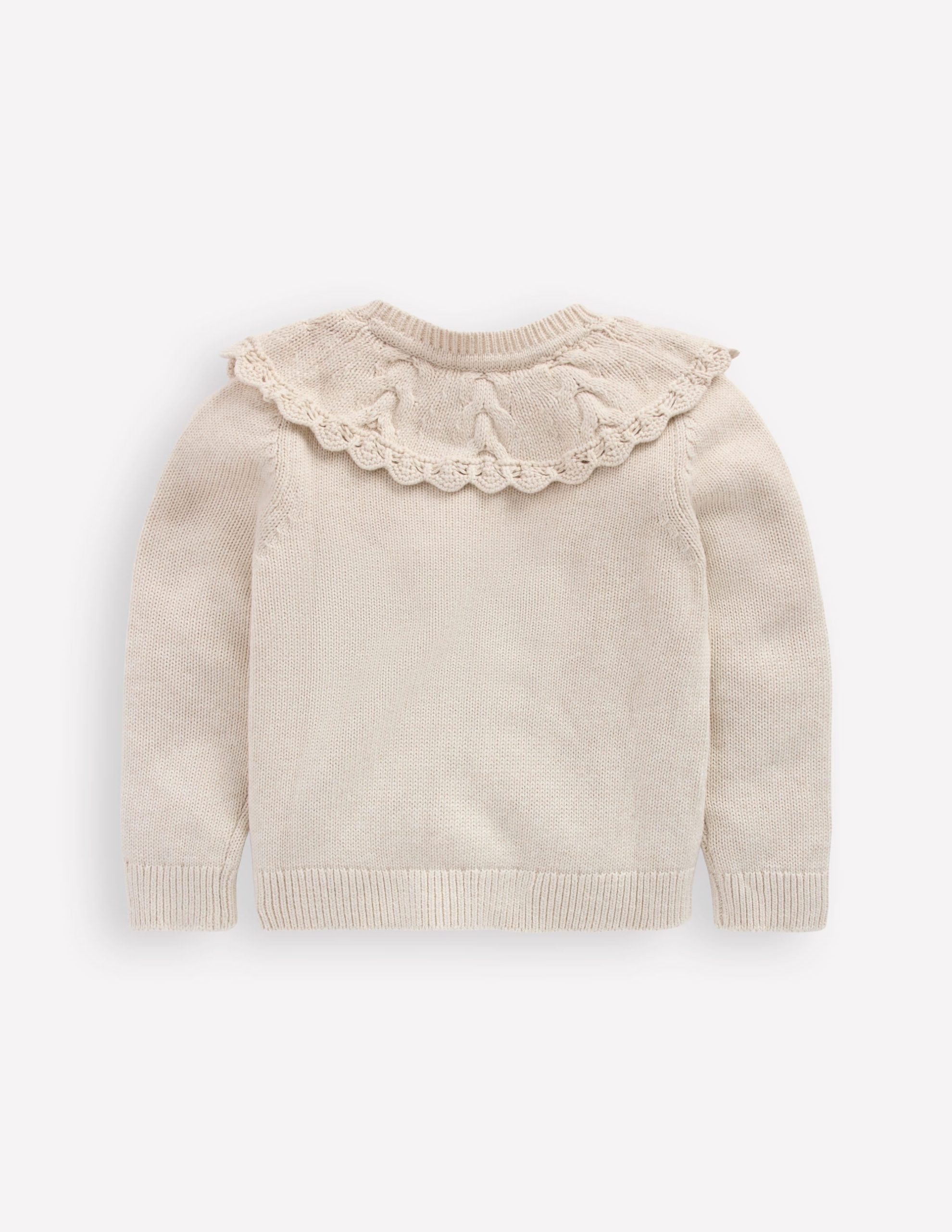 Embroidered Yoke Cardigan-Oatmeal Marl - Image 2