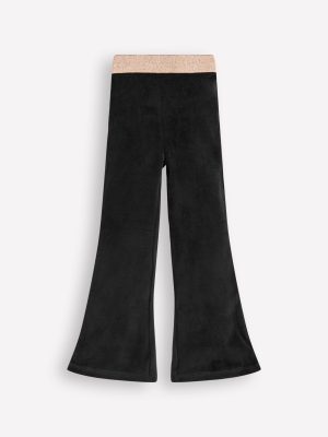 Velvet Flared Leggings-Black