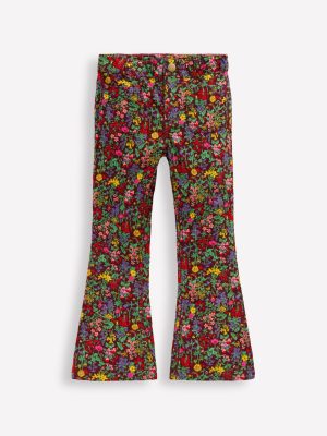 Printed Kick Flare Trousers-Chestnut Flower Meadow