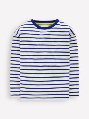 Long Sleeve Relaxed Breton-Ivory/College Navy