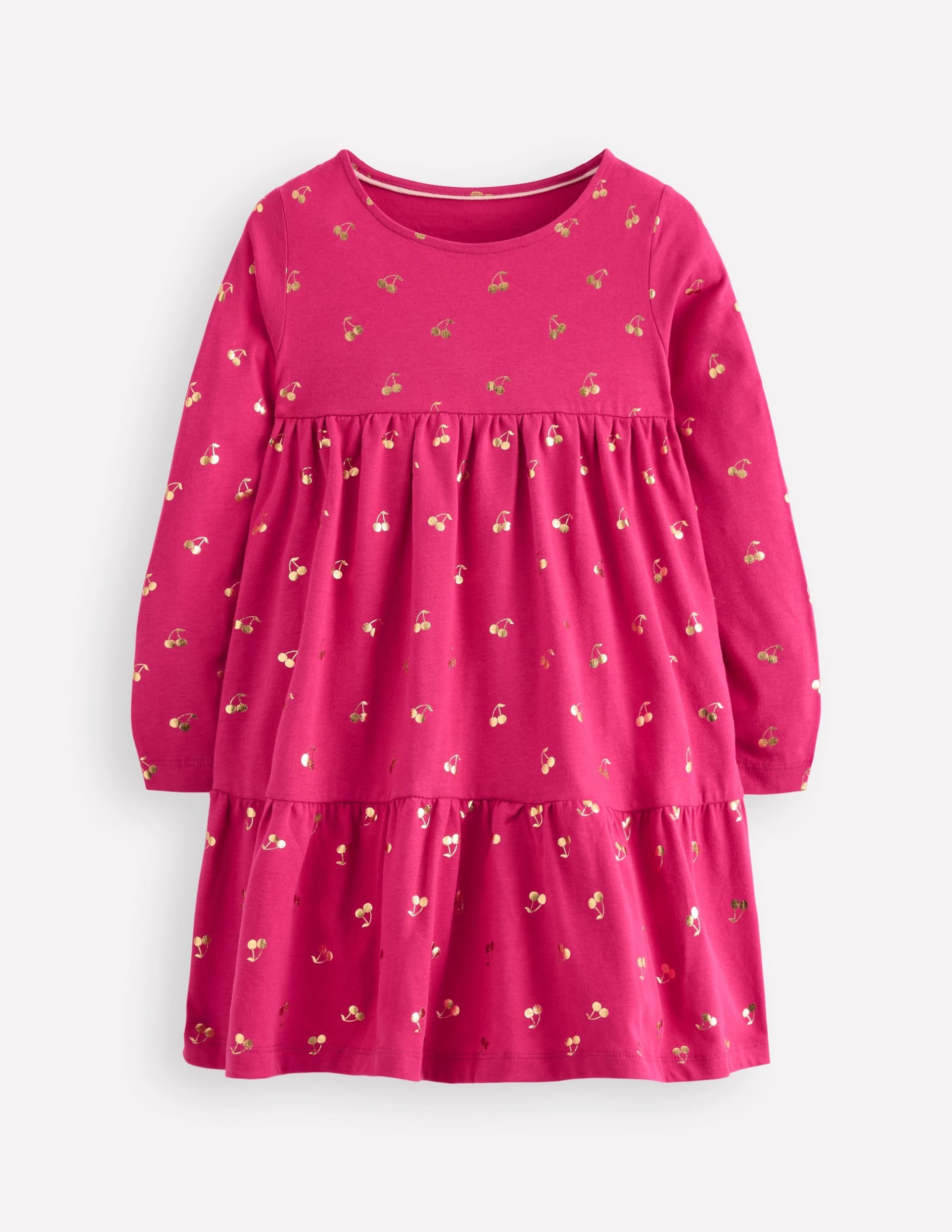 Ariel Long Sleeve Twirly Dress-Cherry Jam Foil Cherries - Image 3