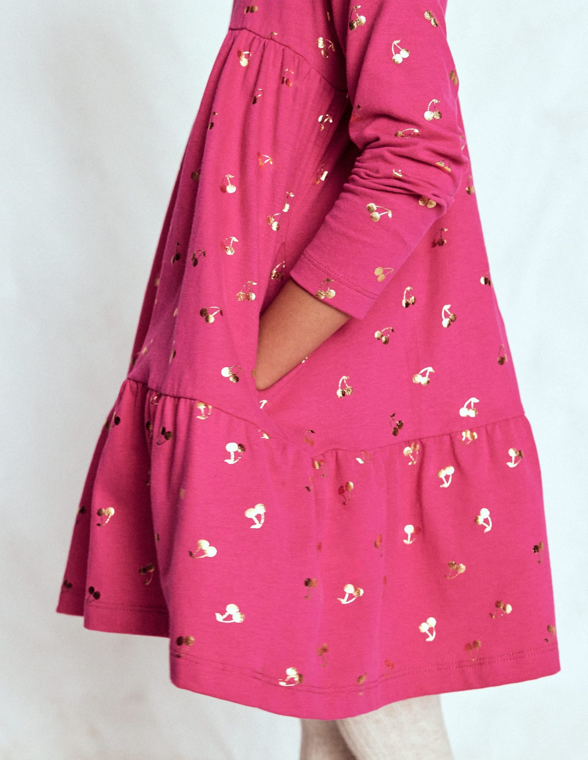 Ariel Long Sleeve Twirly Dress-Cherry Jam Foil Cherries - Image 2