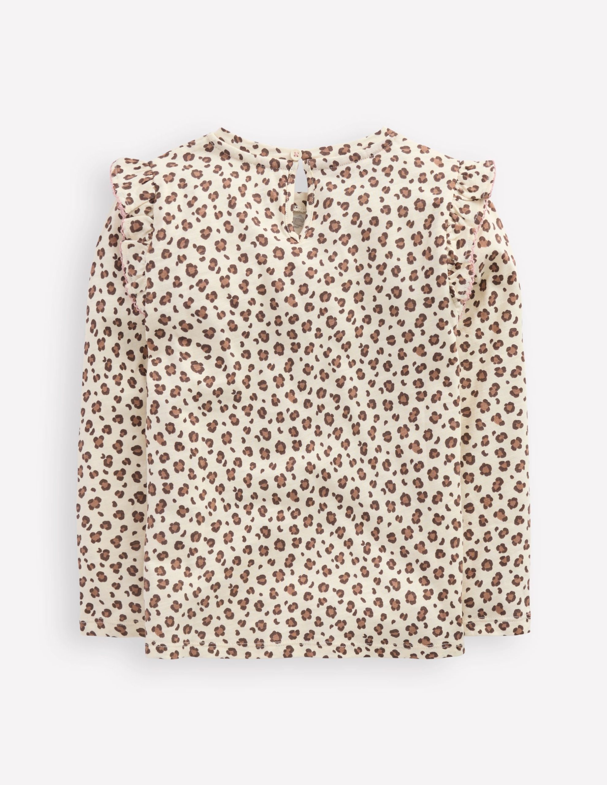 Frill Sleeve Slub Top-Vanilla White Leopard - Image 2