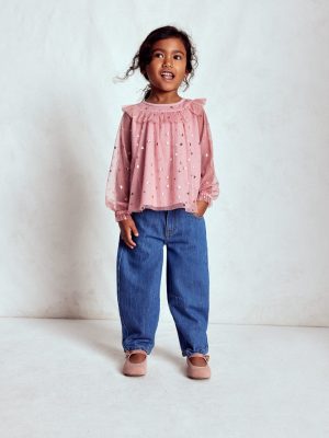 Tulle Party Top-Almond Pink Stars