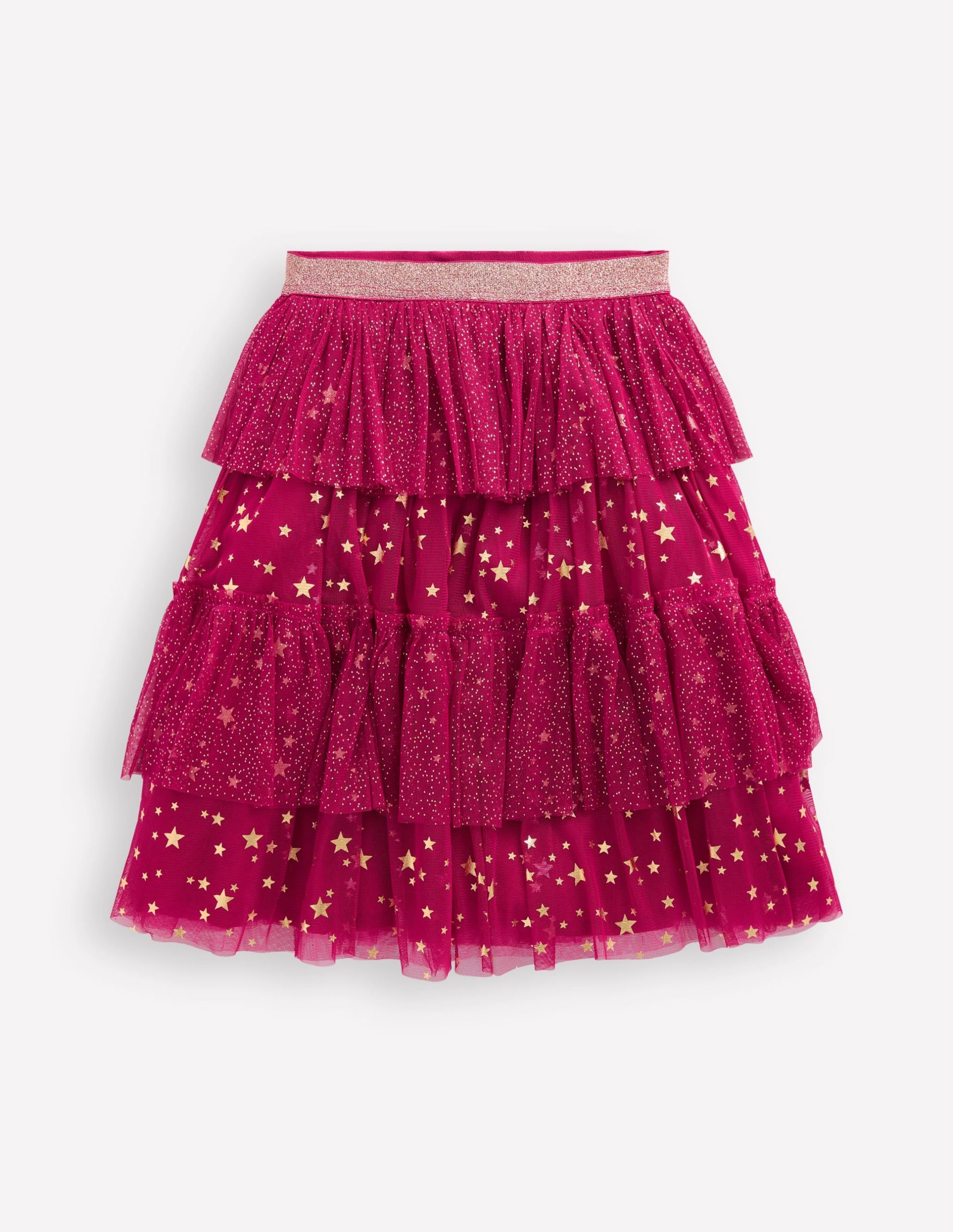 Tulle Ruffle Midi Skirt-Cherry Jam - Image 4