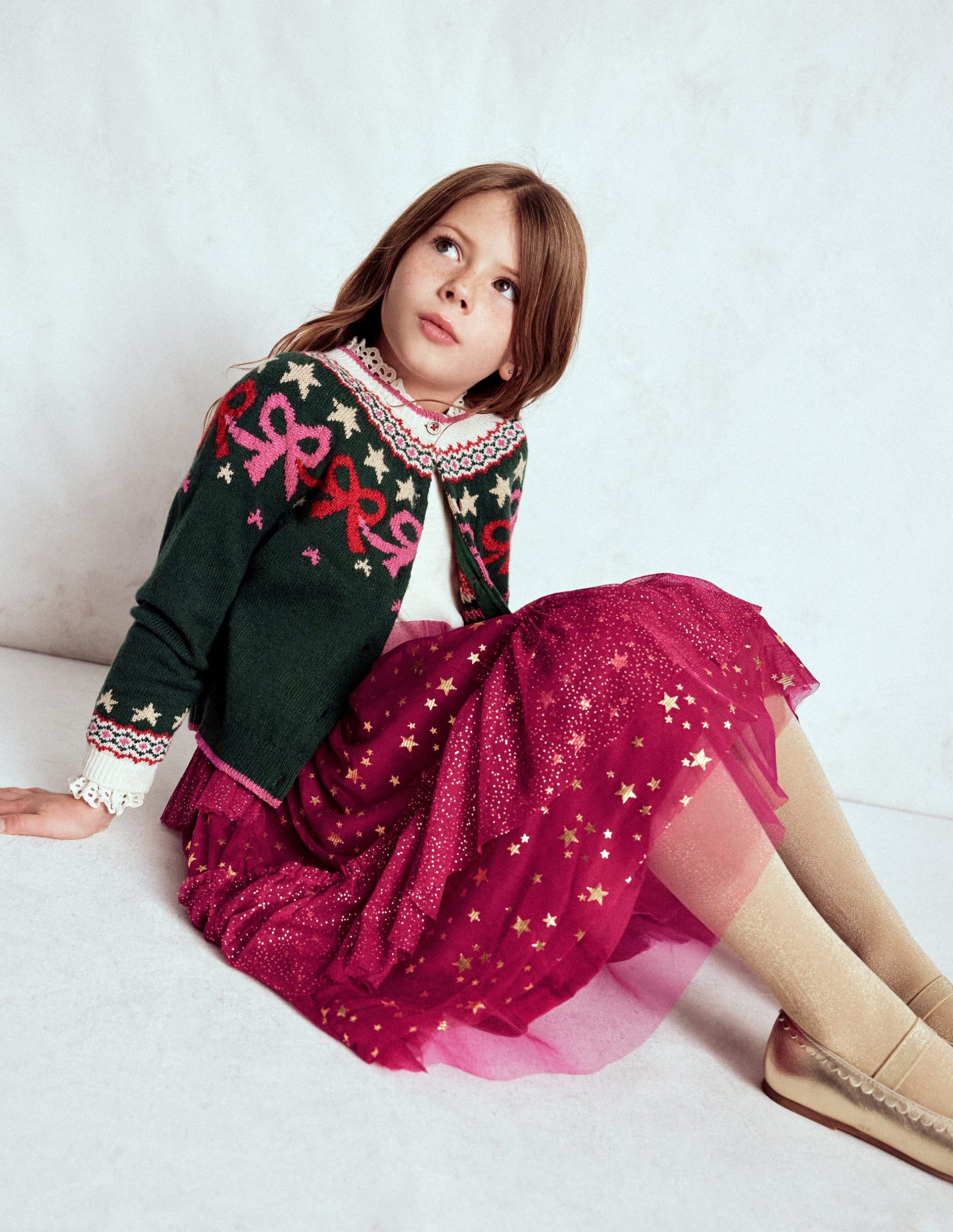 Tulle Ruffle Midi Skirt-Cherry Jam - Image 3