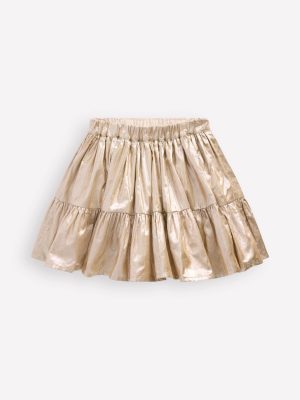 Metallic Tiered Skirt-Gold Metallic