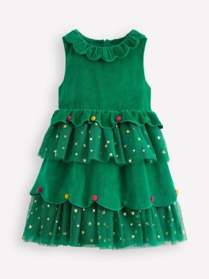 Christmas Tree Tulle Dress-Shady Green