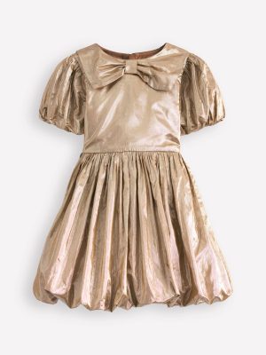 Bubble Hem Party Dress-Gold