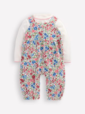 Jersey Dungaree Set-Rose Pink Flowerbed