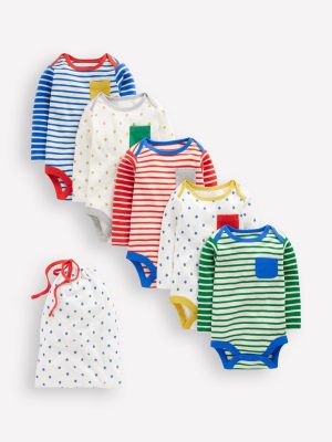 Striped 5 Pack Bodies-Multi Stripes/Stars