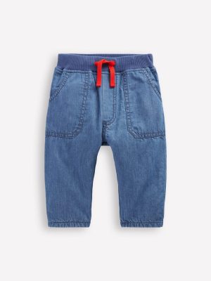 Cosy Lined Trousers-Blue Chambray