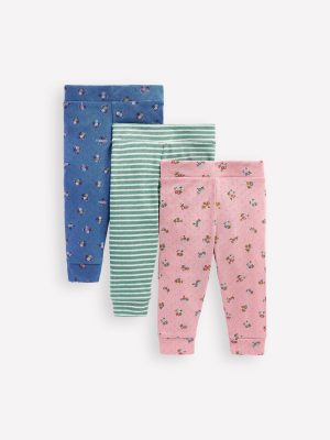 3-pack Pointelle Leggings-Pink/Blue Ditsy Floral