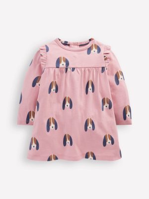 Printed Jersey Dress-Rose Pink Dogs