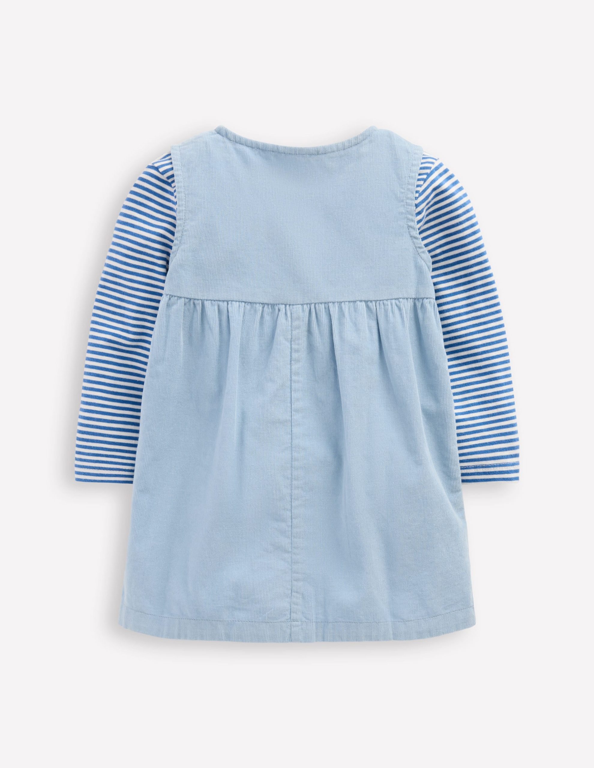 Woven Pinny Dress Set-Glacier Blue Hearts - Image 2