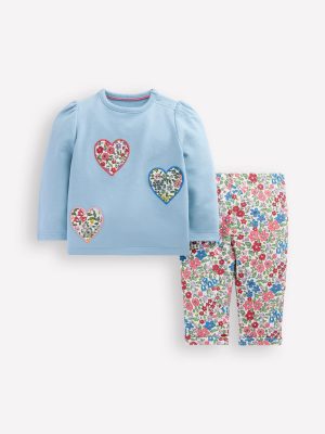 Appliqu?? Jersey Play Set-Blue Floral Hearts