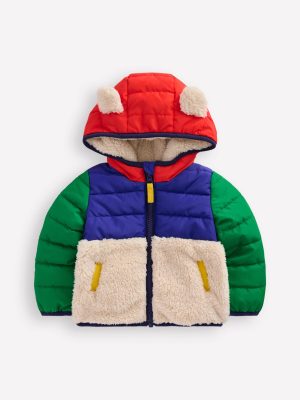 Boys Mixed Borg Jacket-Multi Colour Block